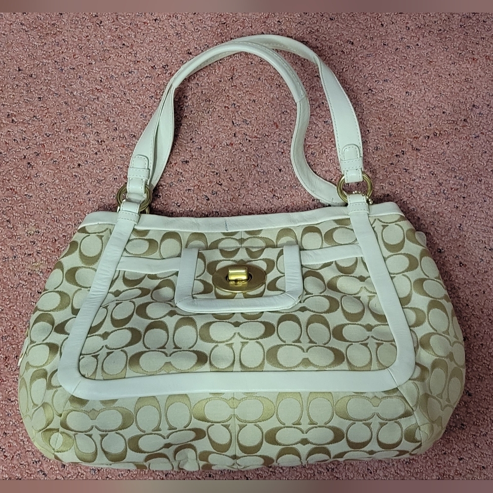Vintage COACH shoulder Tote beige white new